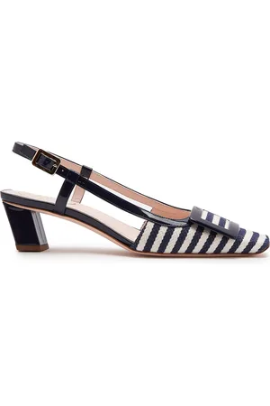 Roger Vivier Belle Vivier Leather-Trim Slingback Pumps