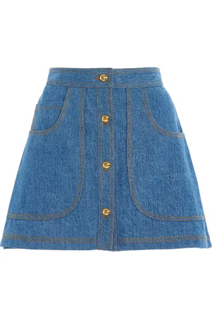 ADAM LIPPES Bennet Stone-Wash Denim Mini Skort