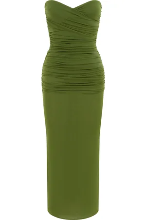 ALEX PERRY Ruched Jersey-Crepe Midi Dress