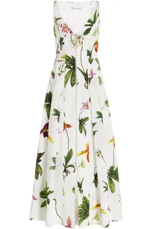 Oscar de la Renta Zip-Front Cotton Poplin Maxi Dress