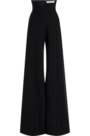 Carolina Herrera V-Waist Wool Suiting Wide-Leg Pants