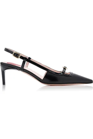 Roger Vivier Mini-Buckle Leather Slingback Pumps