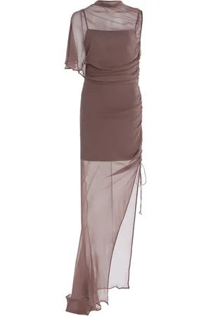 De La Vali Asymmetric Silk-Chiffon Maxi Dress