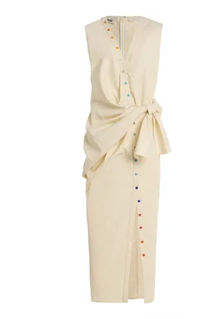 Christopher John Rogers Cotton Sarong Shirt Dress