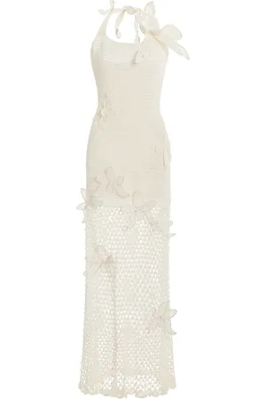 Oscar de la Renta Crocheted Cotton Halter Maxi Dress
