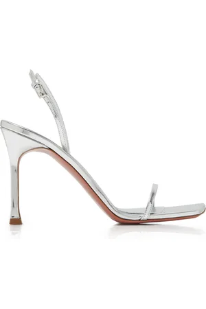 Amina Muaddi Maya Metallic-Leather Sandals