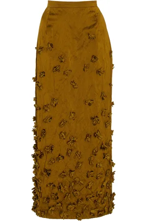 Michael Kors Embellished Crushed Duchesse Satin Midi Skirt