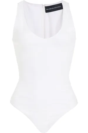 BRANDON MAXWELL The Janie Stretch-Linen Tank Bodysuit