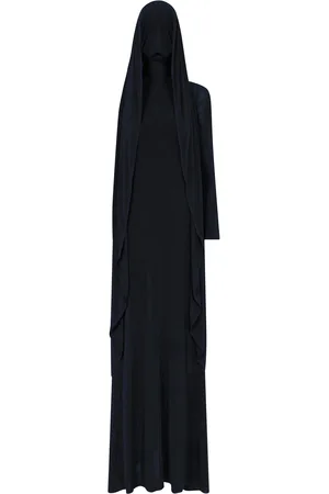 Alaïa Hood-Detailed One-Shoulder Jersey Maxi Dress