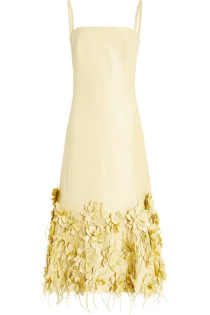 Simkhai Loulou Floral-Appliquéd Vegan Leather Midi Dress
