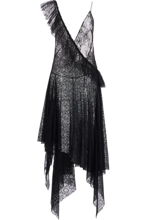 FRANCOISE Exclusive Carine Asymmetric Ruffled Lace Midi Dress