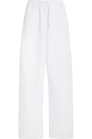 The Row Hubert Drawstring Cotton Poplin Wide-Leg Pants