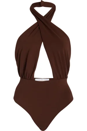Michael Kors Crossed Jersey Halter Bodysuit