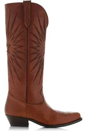 Golden Goose Wish Star Embroidered Leather Western Boots