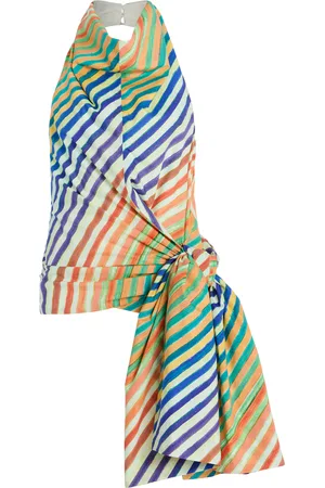 Christopher John Rogers Crayon-Striped Cotton-Poplin Sarong Top