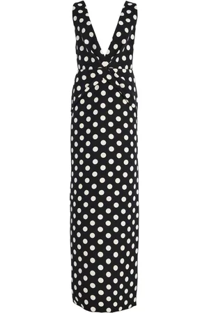 BRANDON MAXWELL Exclusive Riviera Polka-Dot Wool-Silk Maxi Dress