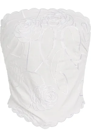 Bernadette Camellia-Embroidered Cotton Top