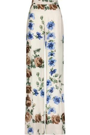 LELA ROSE Floral-Print Crepe Pants