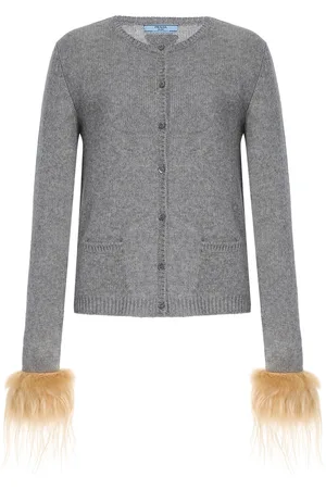Prada Shearling-Trimmed Wool Cardigan