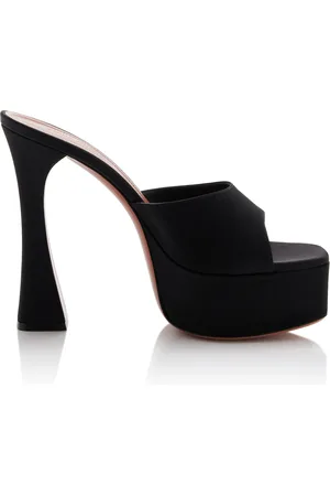 Amina Muaddi Dalida Satin Platform Sandals