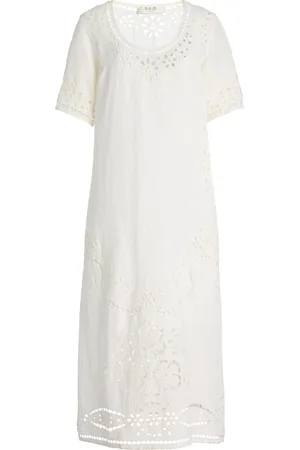 SEA Lula Embroidered Linen-Blend Midi Dress