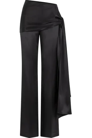Heirlome Mila Tie-Detail Silk Straight-Leg Pants
