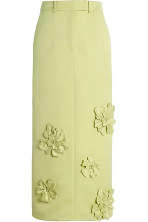 LEO LIN Olivia Floral-Appliquéd Crepe Maxi Skirt