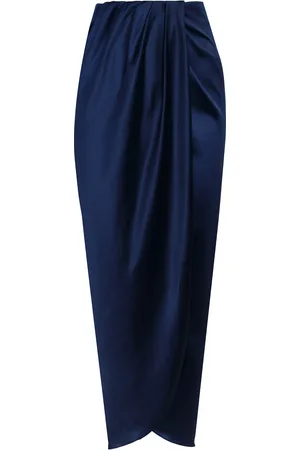 Andres Otalora Memorias Draped Satin Midi Skirt