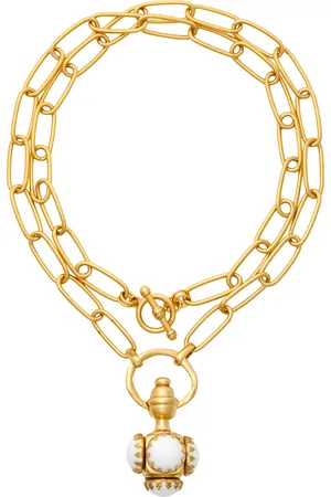 Brinker & Eliza Crosby 24K -Plated Glass Cabachon Necklace
