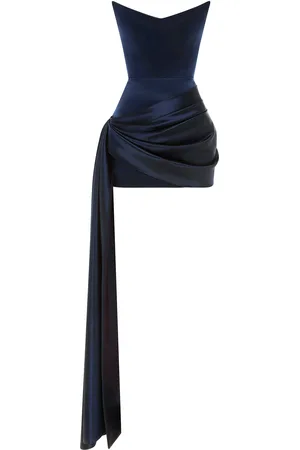ALEX PERRY Draped Duchess Satin Mini Dress
