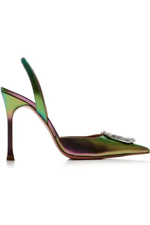 Amina Muaddi Camelia Patent Leather Slingback Pumps