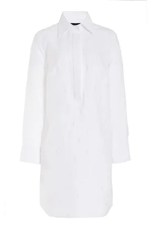 BRANDON MAXWELL The Lola Polka-Dotted Jacquard Tunic Midi Dress