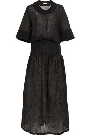 By Malene Birger Anais Shirred Ramie-Cotton Maxi Dress