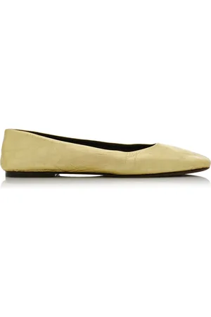 The Row Square Metallic Leather Ballet Flats