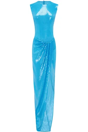 ALEX PERRY Sleeveless Ruched Sequin Embellished Gown