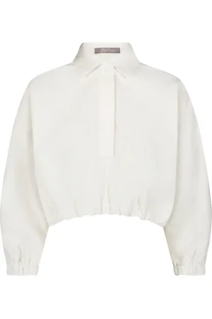 LELA ROSE Cropped Cotton Poplin Shirt