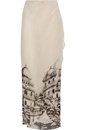 Andres Otalora Haveli Printed Chiffon Maxi Skirt