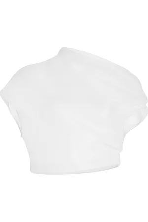 BRANDON MAXWELL The Helene Cowl-Neck Draped Crop Top
