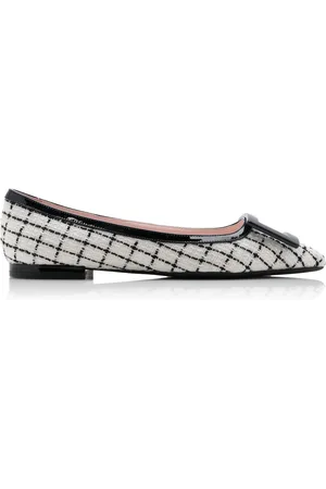 Roger Vivier Gommettine Patent Leather-Trimmed Tweed Flats