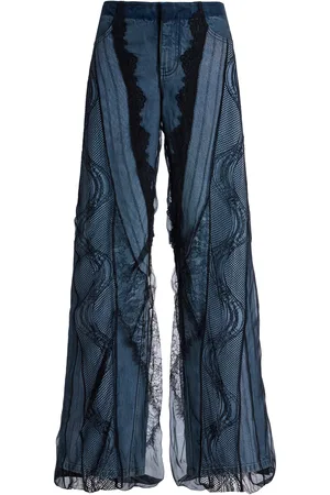CHRISTOPHER ESBER Lace-Paneled Rigid Low-Rise Wide-Leg Jeans