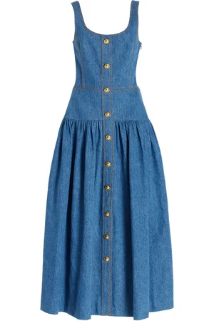 ADAM LIPPES Cassie Button-Front Denim Midi Dress
