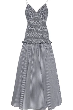 BRANDON MAXWELL The Josie Smocked Pima Cotton Midi Dress