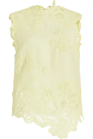 ULLA JOHNSON Marlis Embroidered Linen Tank Top