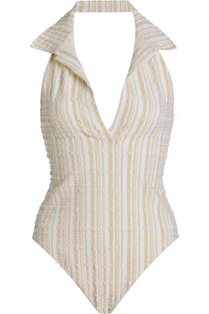 Lisa Marie Fernandez Polo Seersucker One-Piece Swimsuit