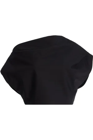BRANDON MAXWELL Exclusive RIviera Asymmetric Draped Cotton Crop Top