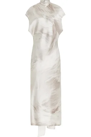 BRANDON MAXWELL The Evie Scarf-Detailed Silk Midi Dress