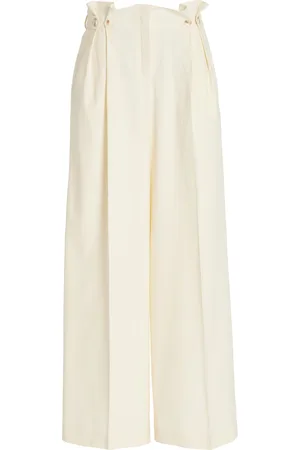 Anna October Juno Gathered Wool-Blend Wide-Leg Pants