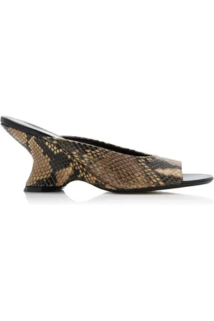 DRIES VAN NOTEN Snake-Print Leather Wedge Sandals