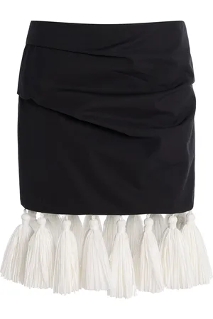 BRANDON MAXWELL Exclusive RIviera Asymmetric Draped Cotton Mini Skirt