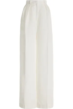 Matthew Bruch Pleated Linen-Blend Wide-Leg Trousers